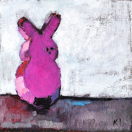 Pink Bunny Easter Peep Painting