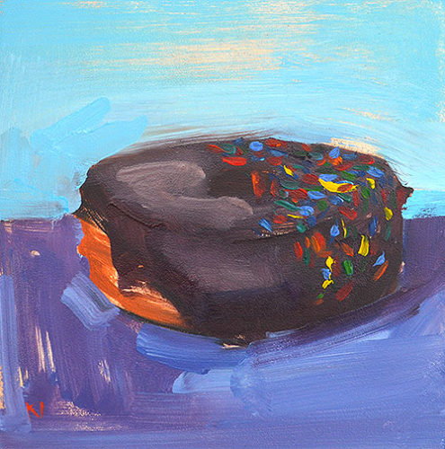 Chocolate Frosted Sprinkles Donut Painting by Kevin Inman