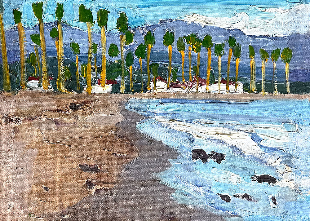 Painting of East Beach, Santa Barbara 
